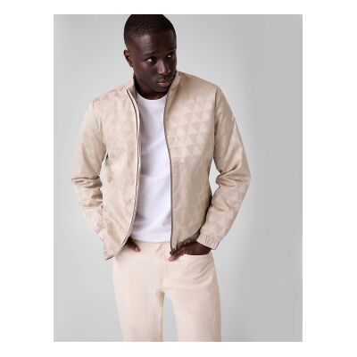 Guess per uomo. M6YL24W2815 Giacca Logo Allover beige (M), Casual, Poliestere Guess per uomo. M6YL24W2815 Giacca Logo Allover beige (M), Casual, Poliestere