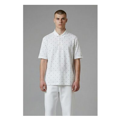 Giorgio Armani per uomo. XM000735AF10356F0198 Polo bianca stampata (L), Bianco, Casual, Cotone, Manica corta Giorgio Armani per uomo. XM000735AF10356F0198 Polo bianca stampata (L), Bianco, Casual, Cotone, Manica corta