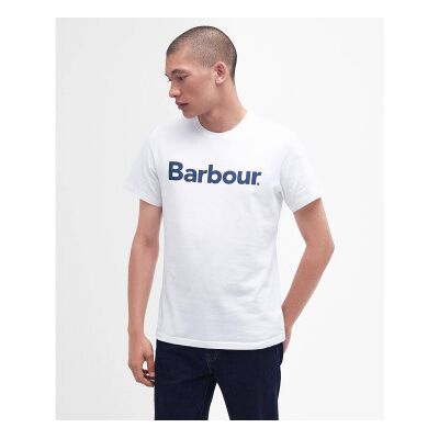 Barbour per uomo. MTS0531 Maglietta con logo bianco (L), Casual, Cotone, Manica corta Barbour per uomo. MTS0531 Maglietta con logo bianco (L), Casual, Cotone, Manica corta