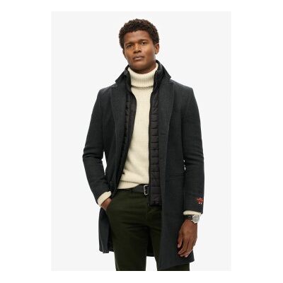 Superdry per uomo. M5011970A Cappotto da città nero sartoriale 2 in 1 (XL), Casual, Lana Superdry per uomo. M5011970A Cappotto da città nero sartoriale 2 in 1 (XL), Casual, Lana
