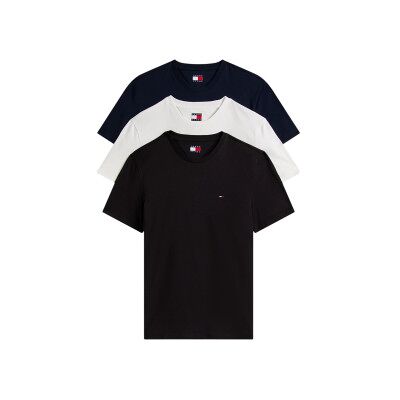 Tommy Jeans per uomo. DM0DM21579 Set di 3 t-shirt extra slim con loghi nero, blu navy e bianco (M), Casual, Cotone, Manica corta Tommy Jeans per uomo. DM0DM21579 Set di 3 t-shirt extra slim con loghi nero, blu navy e bianco (M), Casual, Cotone, Manica corta