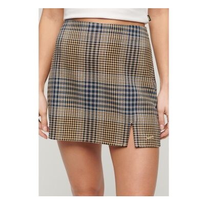 Superdry per donna. W7210321A Minigonna a quadri beige (S), Casual, Poliestere Superdry per donna. W7210321A Minigonna a quadri beige (S), Casual, Poliestere