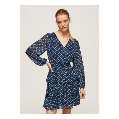 Pepe Jeans per donna. PL953255 Abito blu navy Eyra (M), Casual, Manica lunga, Polister riciclato, Sostenibile Pepe Jeans per donna. PL953255 Abito blu navy Eyra (M), Casual, Manica lunga, Polister riciclato, Sostenibile