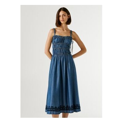 Pepe Jeans per donna. PL9537793 vestito blu Cass (S), Casual, Senza maniche / cinghie, Lyocell Pepe Jeans per donna. PL9537793 vestito blu Cass (S), Casual, Senza maniche / cinghie, Lyocell