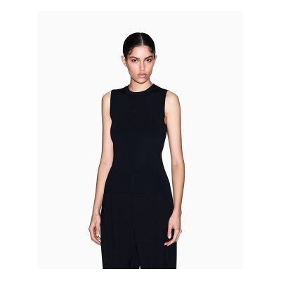 Giorgio Armani per donna. XW001448AF10352UC001 Top Fusion nero (XL), Casual, Viscosa, Senza maniche / cinghie Giorgio Armani per donna. XW001448AF10352UC001 Top Fusion nero (XL), Casual, Viscosa, Senza maniche / cinghie