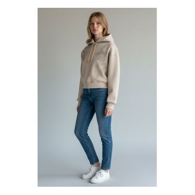 Guess per donna. W6GQ05K3047 Felpa Leaves Crop beige (S), Casual, Cotone Guess per donna. W6GQ05K3047 Felpa Leaves Crop beige (S), Casual, Cotone