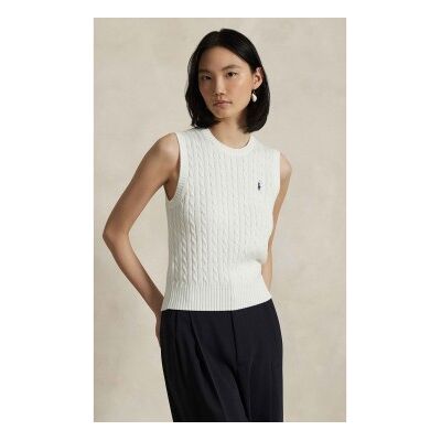 Polo Ralph Lauren per donna. 211971882001 Gilet bianco di cotone (L), Casual, Classico Polo Ralph Lauren per donna. 211971882001 Gilet bianco di cotone (L), Casual, Classico