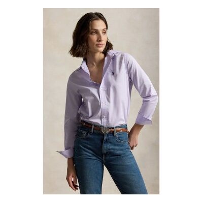 Polo Ralph Lauren per donna. 211A92177013 Camicia in twill di cotone Classic Fit lilla (XS), Casual, Classico, Manica lunga Polo Ralph Lauren per donna. 211A92177013 Camicia in twill di cotone Classic Fit lilla (XS), Casual, Classico, Manica lunga