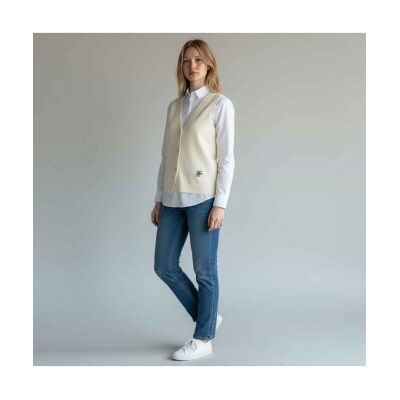Tommy Hilfiger per donna. WW0WW49707 Gilet in maglia di alta qualità (M), Beige, Casual, Cotone Tommy Hilfiger per donna. WW0WW49707 Gilet in maglia di alta qualità (M), Beige, Casual, Cotone