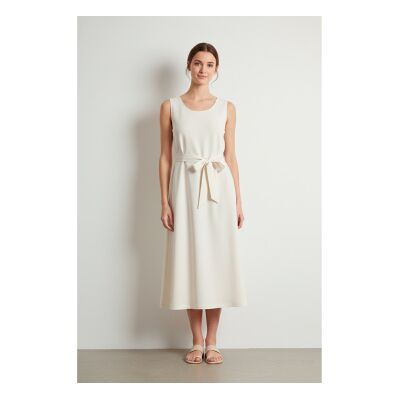 Woolrich per donna. CFWWDR2020FRUT3043 Abito in misto lino con cintura beige (L), Casual, Senza maniche / cinghie, Lyocell Woolrich per donna. CFWWDR2020FRUT3043 Abito in misto lino con cintura beige (L), Casual, Senza maniche / cinghie, Lyocell