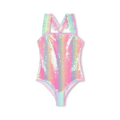 Billieblush per ragazza. U22200 Costume da bagno con paillettes multicolore (4Y= 102cm), Beachwear, Poliestere, moda per bambini Billieblush per ragazza. U22200 Costume da bagno con paillettes multicolore (4Y= 102cm), Beachwear, Poliestere, moda per bambini