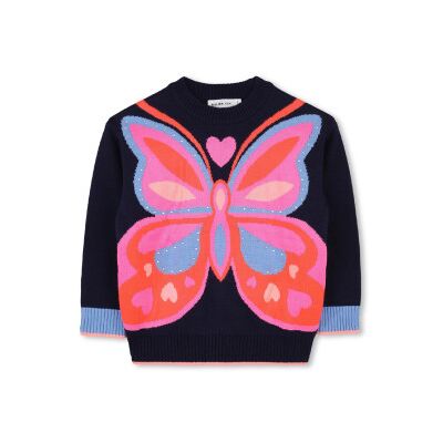 Billieblush per ragazza. U21368 Maglia a farfalla blu navy (6Y= 114/119cm), Casual, Cotone, moda per bambini Billieblush per ragazza. U21368 Maglia a farfalla blu navy (6Y= 114/119cm), Casual, Cotone, moda per bambini