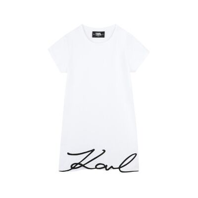 Karl Lagerfeld unisex per bambino. Z30454 Abito bianco a maniche corte (4Y= 102cm), Casual, Cotone, Manica corta, moda per bambini Karl Lagerfeld unisex per bambino. Z30454 Abito bianco a maniche corte (4Y= 102cm), Casual, Cotone, Manica corta, moda per bambini