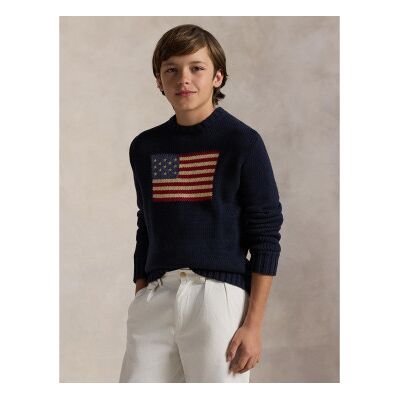 Polo Ralph Lauren per ragazzo. 323668285001 Maglia iconica con bandiera blu navy ((S) 6/7años= 136/138cm), Casual, Cotone, moda per bambini Polo Ralph Lauren per ragazzo. 323668285001 Maglia iconica con bandiera blu navy ((S) 6/7años= 136/138cm), Casual, Cotone, moda per bambini