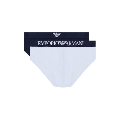 Giorgio Armani per uomo. EM000251_AF18881 Set di 2 slip Sear bianchi e blu navy (M), Bianco, Homewear, Cotone Giorgio Armani per uomo. EM000251_AF18881 Set di 2 slip Sear bianchi e blu navy (M), Bianco, Homewear, Cotone