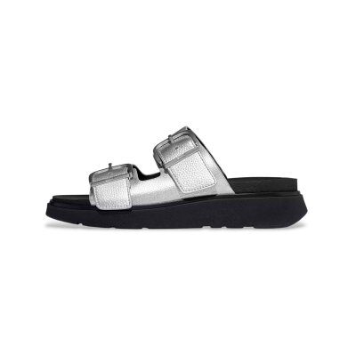 Fitflop per donna. A2T-011 Sandali Gen-FF con fibbia in pelle argentata (39), Argento, 1 a 3 cm, Nessuno, Casual Fitflop per donna. A2T-011 Sandali Gen-FF con fibbia in pelle argentata (39), Argento, 1 a 3 cm, Nessuno, Casual