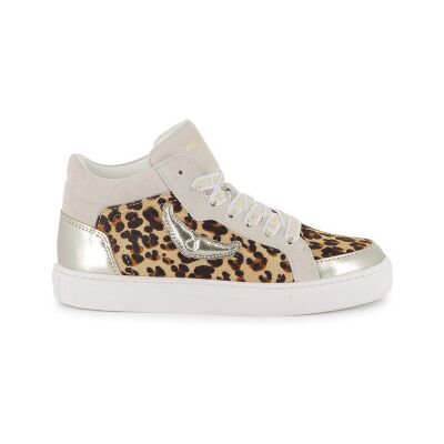 Zadig & Voltaire per ragazza. X60491 Sneakers alte in pelle beige (34), Basso, Stringhe, Casual, Animal Print, moda per bambini Zadig & Voltaire per ragazza. X60491 Sneakers alte in pelle beige (34), Basso, Stringhe, Casual, Animal Print, moda per bambini