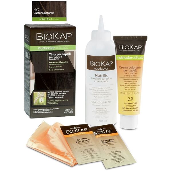 bios line spa biokap nutricolor delicato 4,00 castano naturale tinta tubo+ flacone