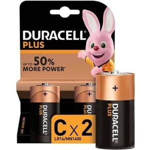 (1 Confezione) Duracell Plus Batterie 2pz Mezza Torcia LR14 MN1400 C