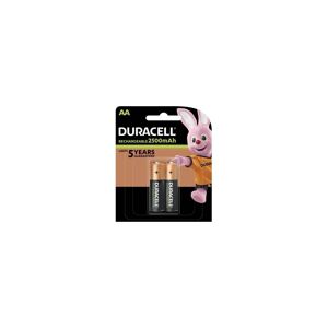 (1 Confezione) Duracell Ricar. Batterie 2pz Stilo 2500mAh HR6 DX1500 AA