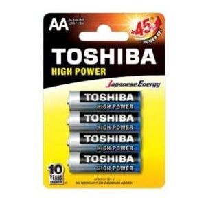 (1 Confezione) Toshiba Batterie 4pz Stilo LR6GCP BP-4 AA Alcaline