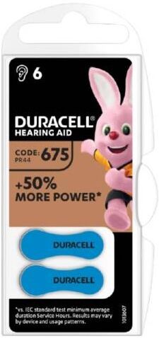 (1 confezione) duracell activeair batterie 6pz acustiche medical da675