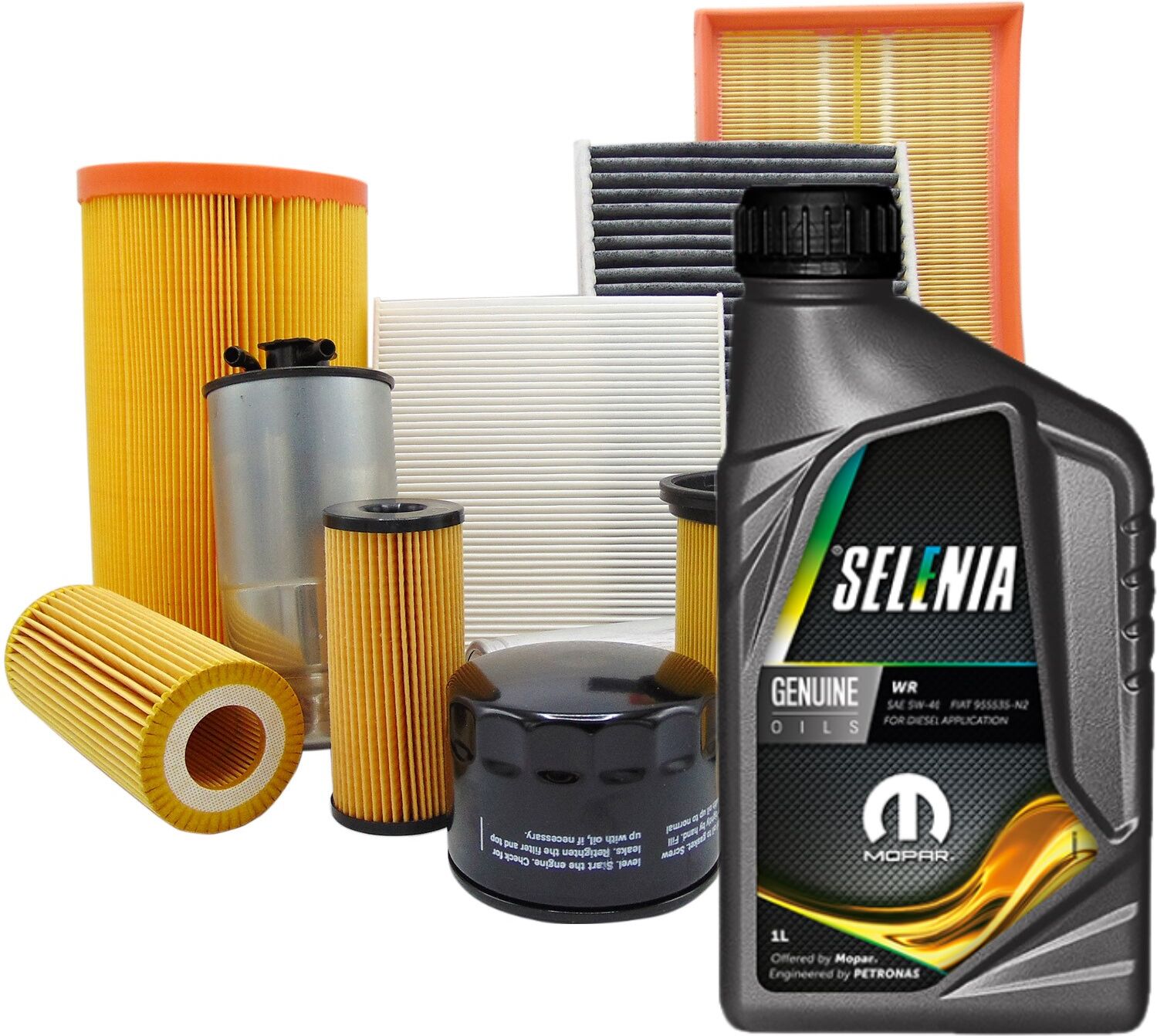 Fiat Kit Tagliando + Olio Selenia 5W40 Per Panda E 500 1.3 M-JeT