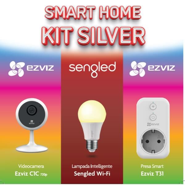 ezviz smart home kit videocamera ip interno day & night + lampada wi-fi + presa smart compatibile con google assistant e alexa