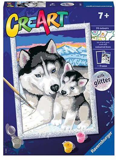 Ravensburger Creart Serie D Classic Siberian Huskies Painting Game Argento