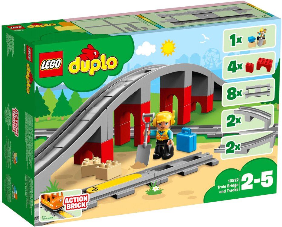 Lego Duplo 10872 Train Bridge And Tracks Building Game Multicolor