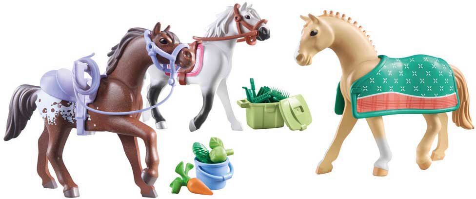 Playmobil Three Horses With Chairs Construction Game Multicolor