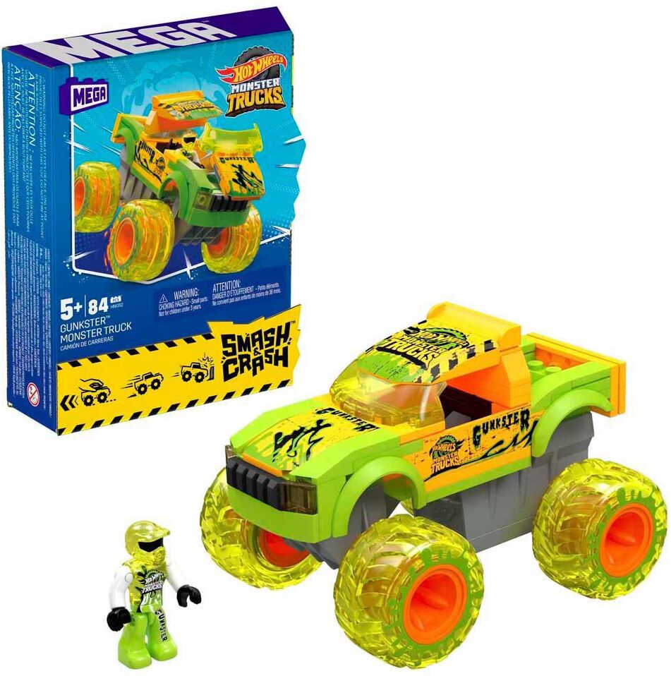 Mega Hot Wheels Smash N Crash Gunkster™ Monster Truck Construction Game Giallo