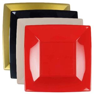 Goldplast 12 Piatti Quadrati Grandi Lavabili In Plastica Rigida Per Microonde 29x29 Cm