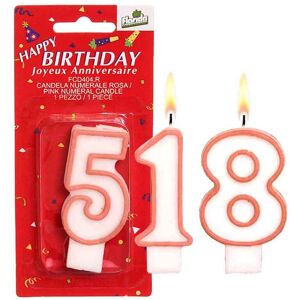 Florida Candelina Per Torta Di Compleanno Con Numero Rosa H 7 Cm