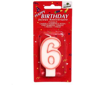 Florida Candelina Per Torta Di Compleanno Numero 6 Rosa H 7 Cm