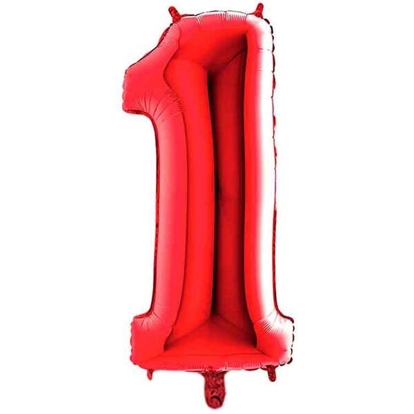 graziano palloncino mylar numero 1 rosso medio 14'' 35 cm