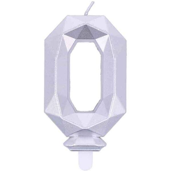 graziano candelina compleanno numero 0 zero in cera diamond silver argento h 7,5 cm