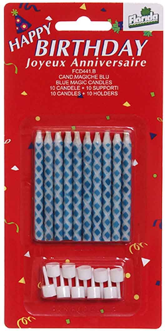 Florida 10 Candeline Compleanno Magiche Che Non Si Spengono Blu 6 Cm