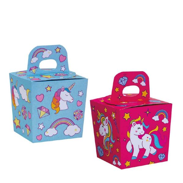 decora 6 candy box in cartoncino compostabile unicorno 6 x 6 x 10,5 h cm