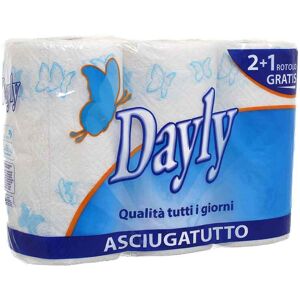 3 Rotoli Asciugatutto Dayly Carta Assorbente Trama Microgoffrata