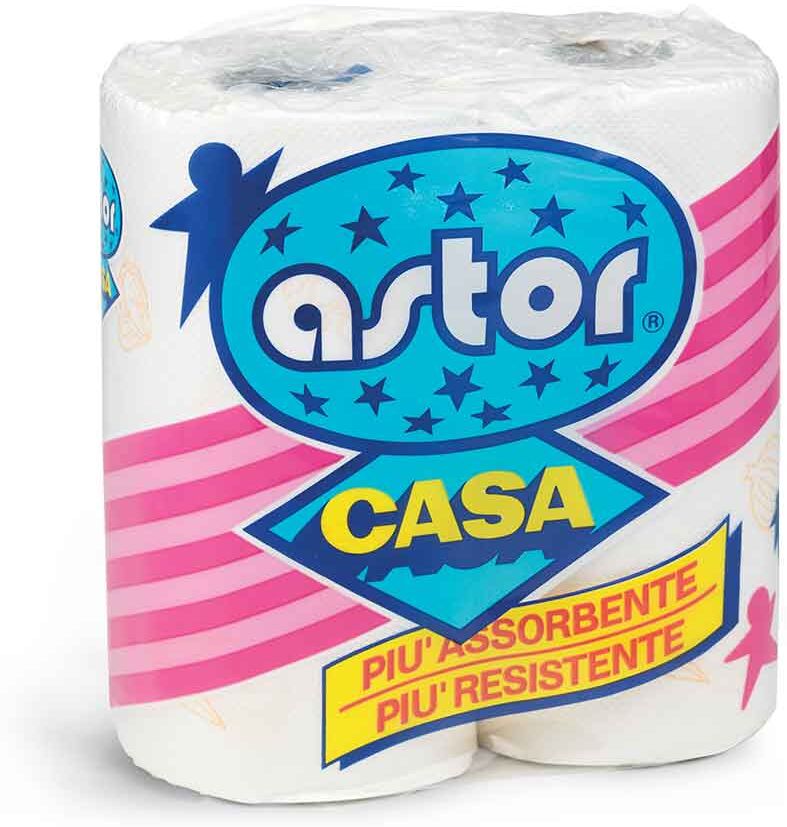 2 rotoli asciugatutto astor casa carta assorbente trama microgoffrata