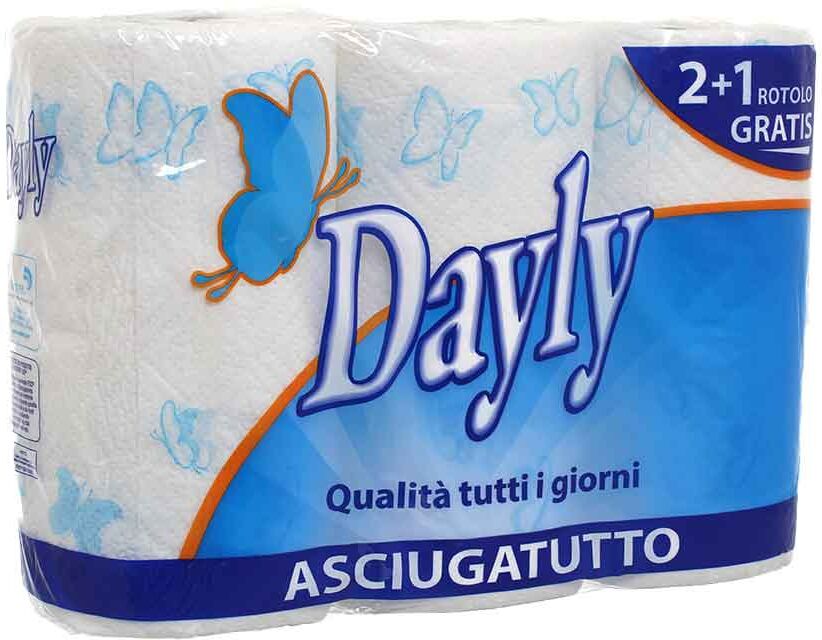 3 rotoli asciugatutto dayly carta assorbente trama microgoffrata