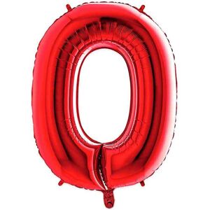 Graziano Palloncino Mylar Numero 0 Rosso Medio 14'' 35 Cm