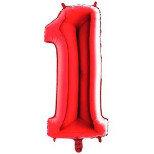 Graziano Palloncino Mylar Numero 1 Rosso Grande 40'' 101 Cm