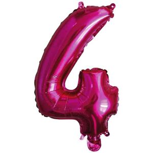 Graziano Palloncino Mylar Numero 4 Fucsia Medio 14'' 35 Cm