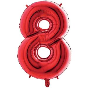 Graziano Palloncino Mylar Numero 8 Rosso Medio 14'' 35 Cm