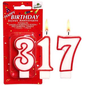 Florida Candelina Per Torta Di Compleanno Con Numero Rosso H 7 Cm