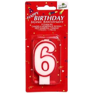 Florida Candelina Per Torta Di Compleanno Numero 6 Rosso H 7 Cm