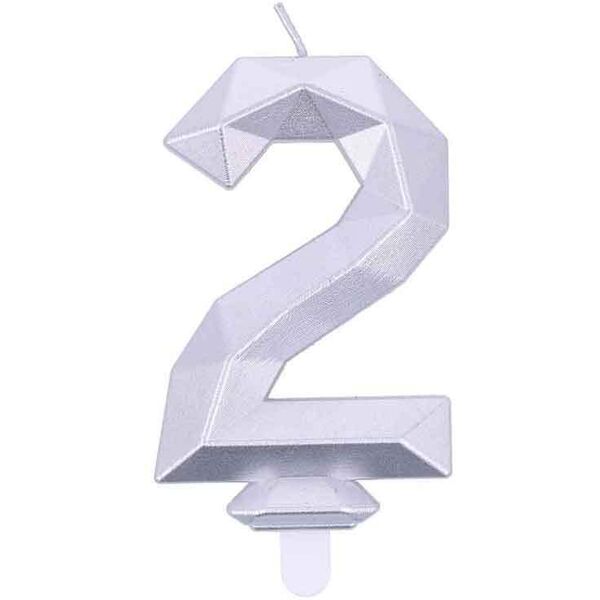 graziano candelina compleanno numero 2 due in cera diamond silver argento h 7,5 cm