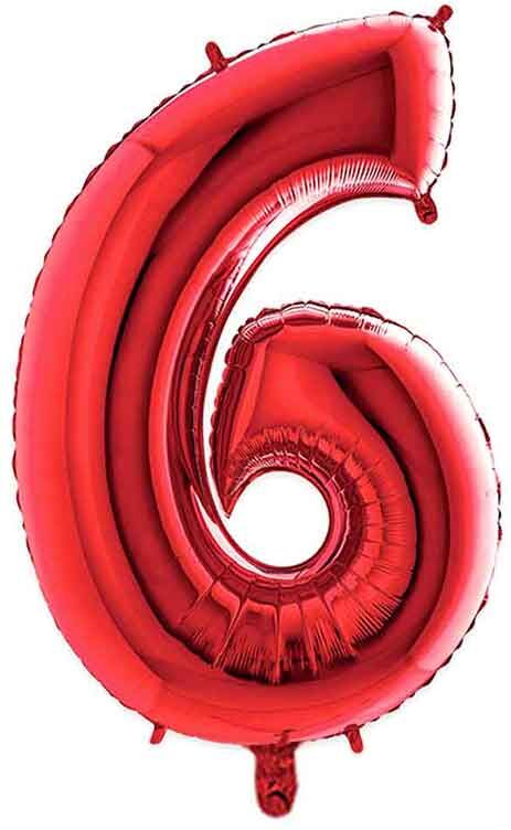 Graziano Palloncino Mylar Numero 6 Rosso Medio 14&#039;&#039; 35 Cm